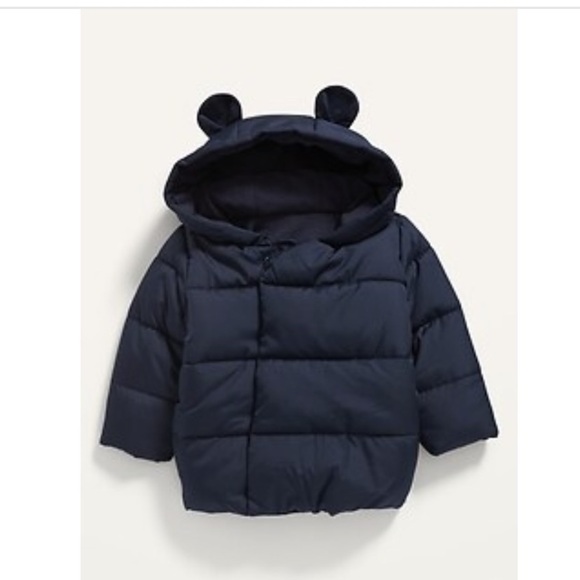 Old Navy Baby Frost-Free Hooded Puffer Jacket NavySize 6/12m NWOT - Picture 1 of 8